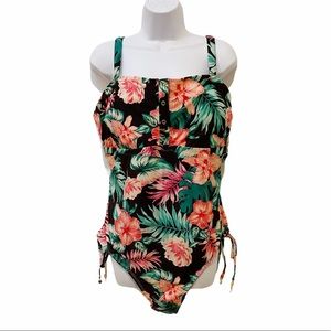 Allure‎ Women’s Plus Size 3X (22-24) Floral One-piece Swimsuit Snap Buttons NWT
